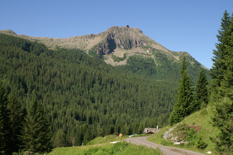 Col Margherita, with a cable car terminal at the top Col Margherita, with a cable car terminal at the top