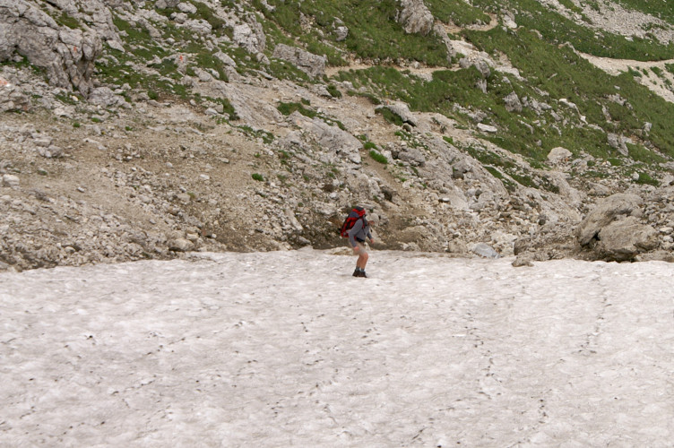 Daniel traversing the snow Daniel traversing the snow